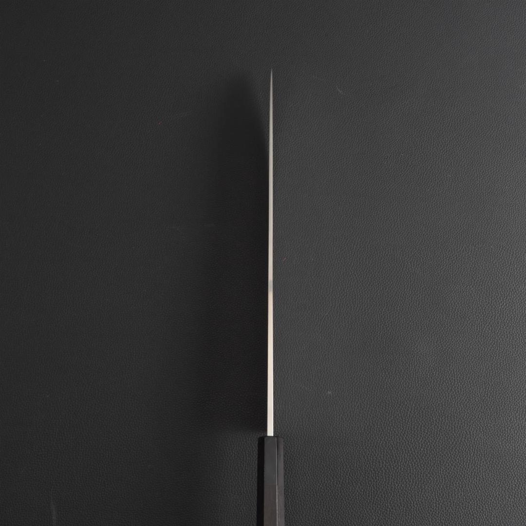 10362 大牛刀 尺寸 鏡面仕上げ 刺身包丁 両刃包丁 黒檀黒水牛角八角柄