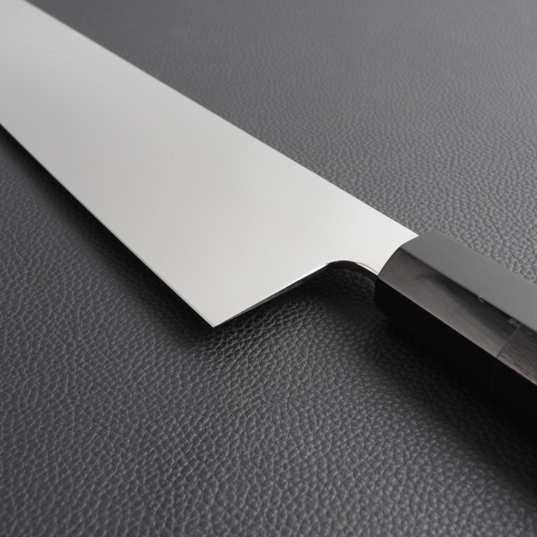 10362 大牛刀 尺寸 鏡面仕上げ 刺身包丁 両刃包丁 黒檀黒水牛角八角柄