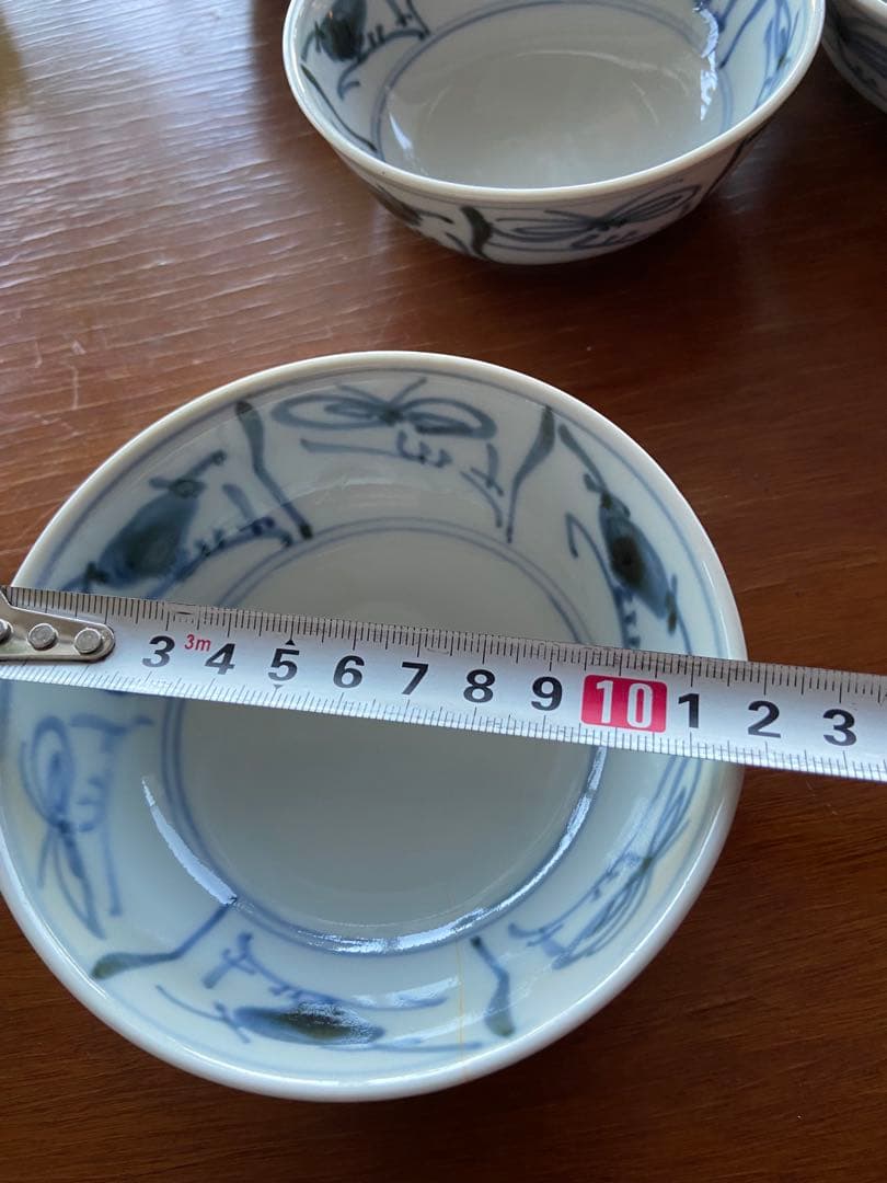 砥部焼　砥部窯　青い花柄の鉢・小鉢セットなずな文