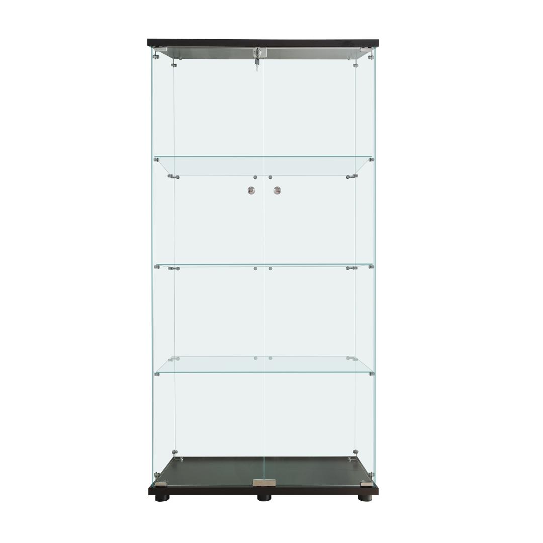 【新品】4段ワイド 棚 ブラック コレクションケース ガラス フィギュアケース