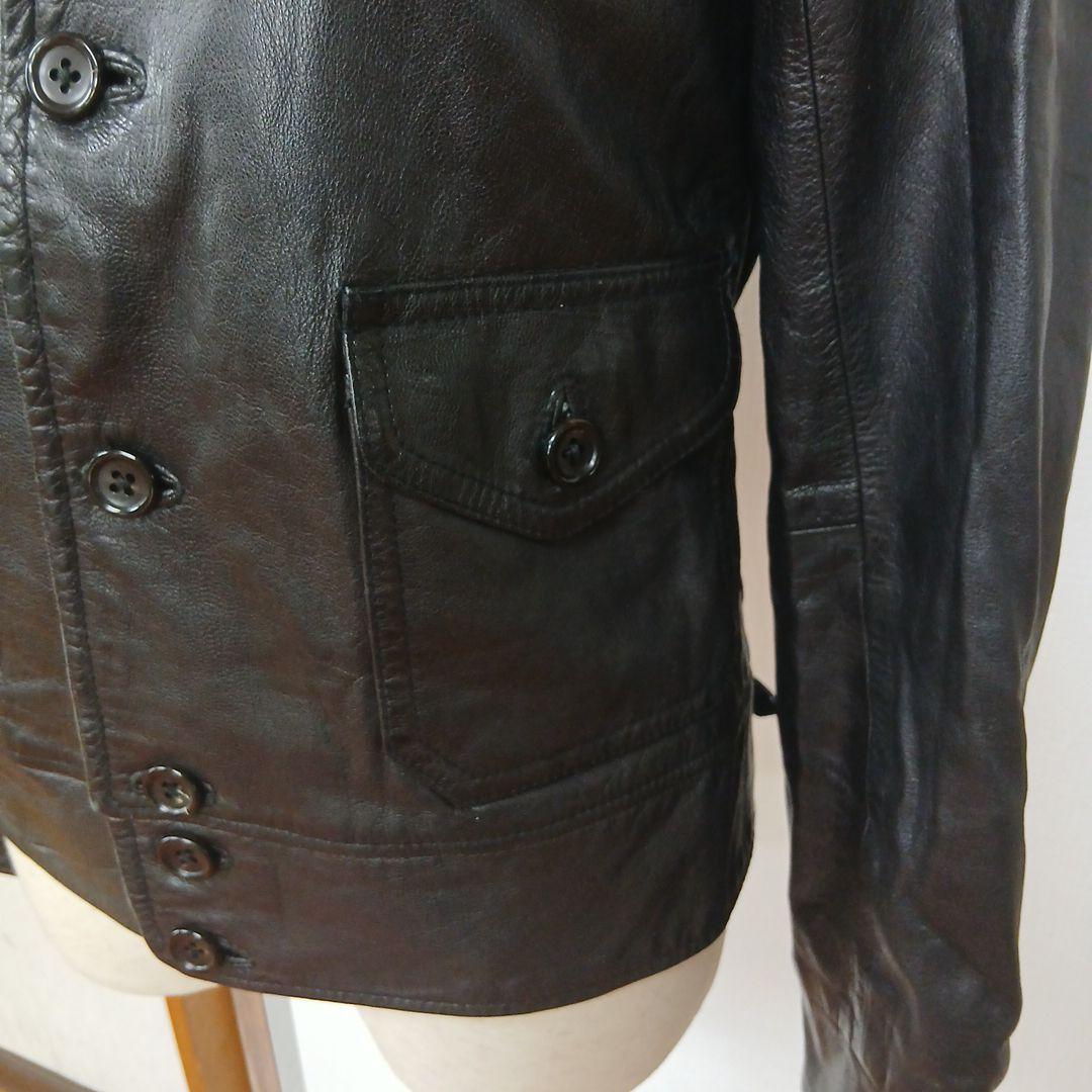 kurin umii908 ゴードレザー ブラックジャケットドット裏地美品
