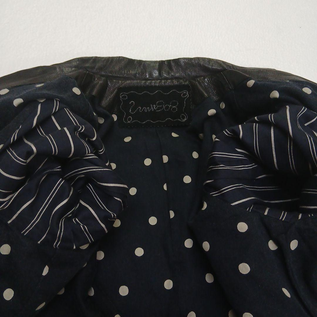 kurin umii908 ゴードレザー ブラックジャケットドット裏地美品