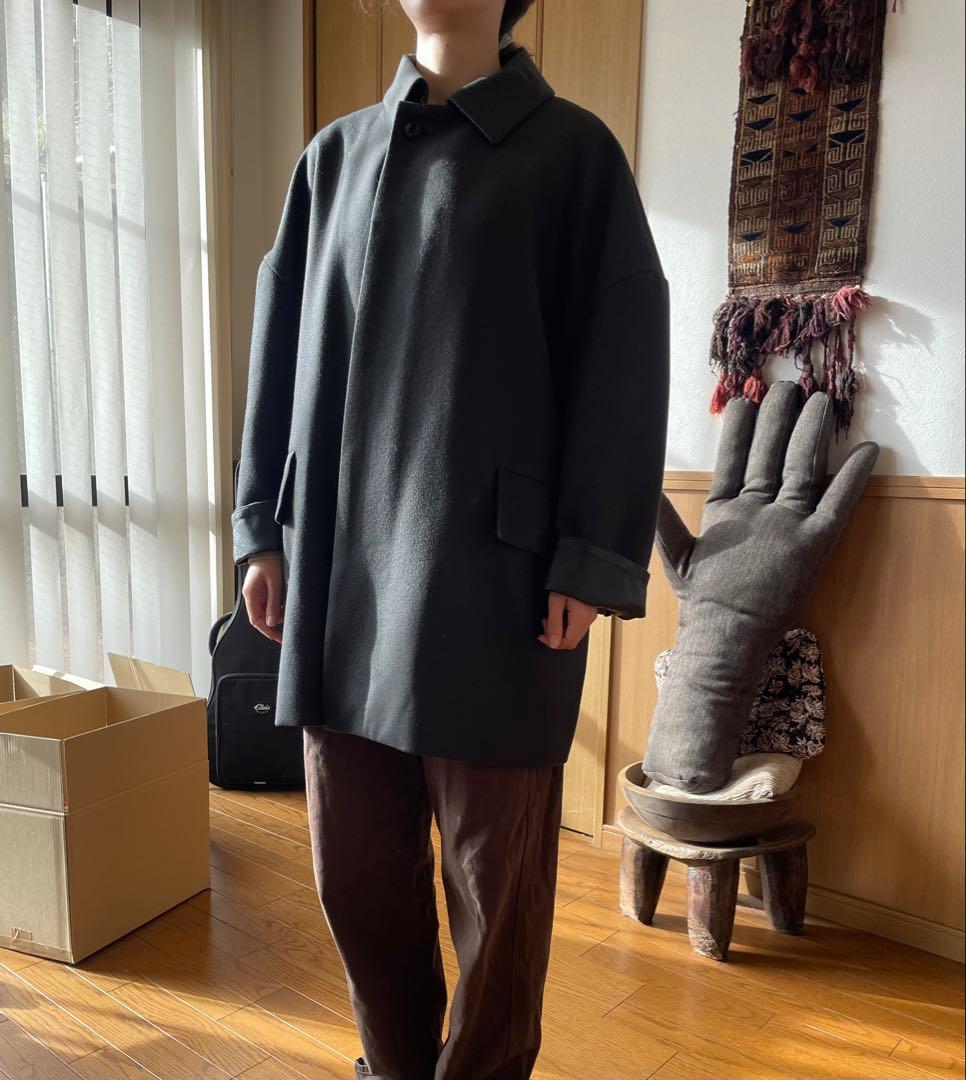 美品 biotop購入 iirot ウールコート（レザー襟、袖）