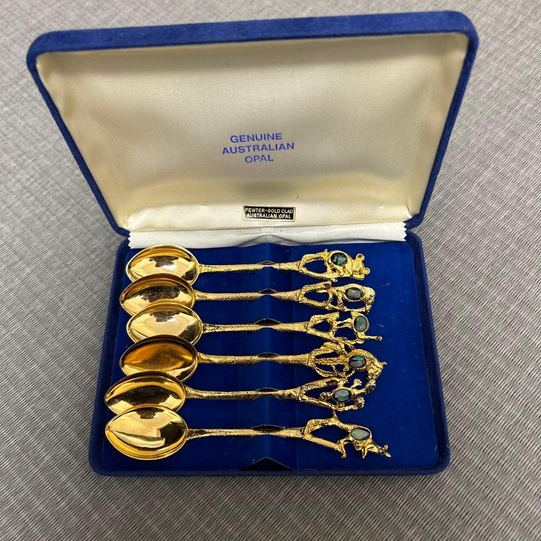 オパール　ピューター　スプーン　オーストラリア　錫　金