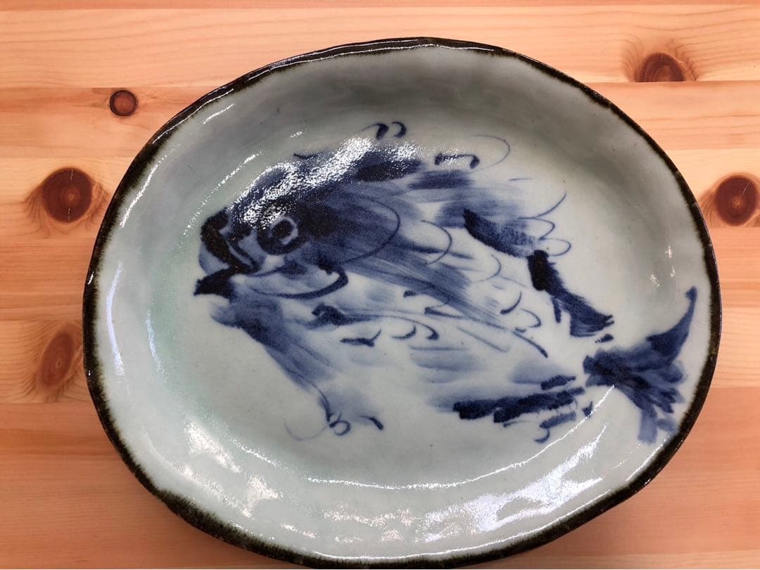 斉山窯　波佐見焼　魚の絵柄 皿 2枚セット