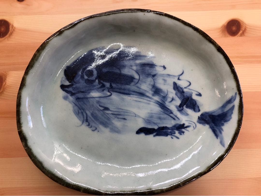 斉山窯　波佐見焼　魚の絵柄 皿 2枚セット