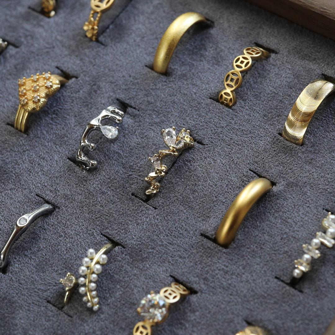 【指輪50点セット】合金×モアサナイト｜重ね付け・ペア可｜まとめ売り