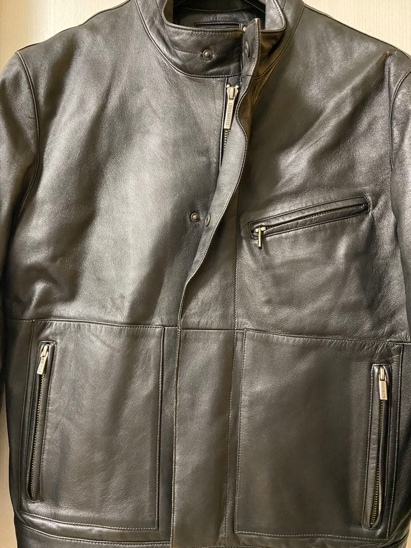 【定価25万円】 レザーライダースブルゾン 46