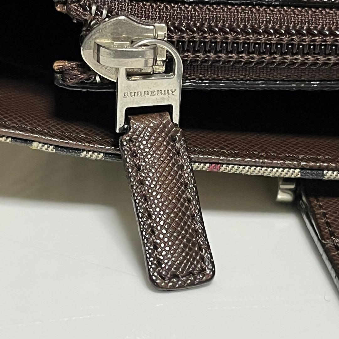 バーバリー ノバチェック トートバッグ ハンドバッグ ブラウン レザー