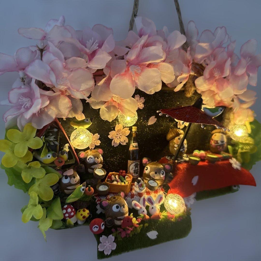 どんぐりアート♡夜桜タペストリー風リース＆銀河へlet's go 2点♡