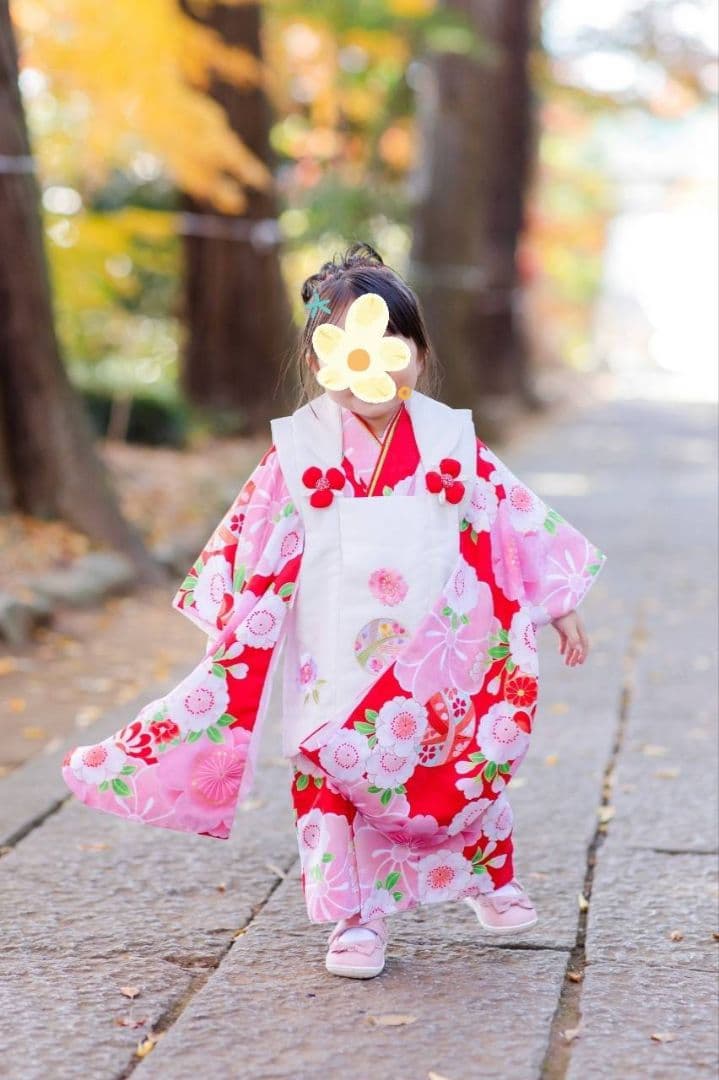 ☆お値下中☆七五三 着物 3歳 女の子 被布セット ピンク赤 桜柄
