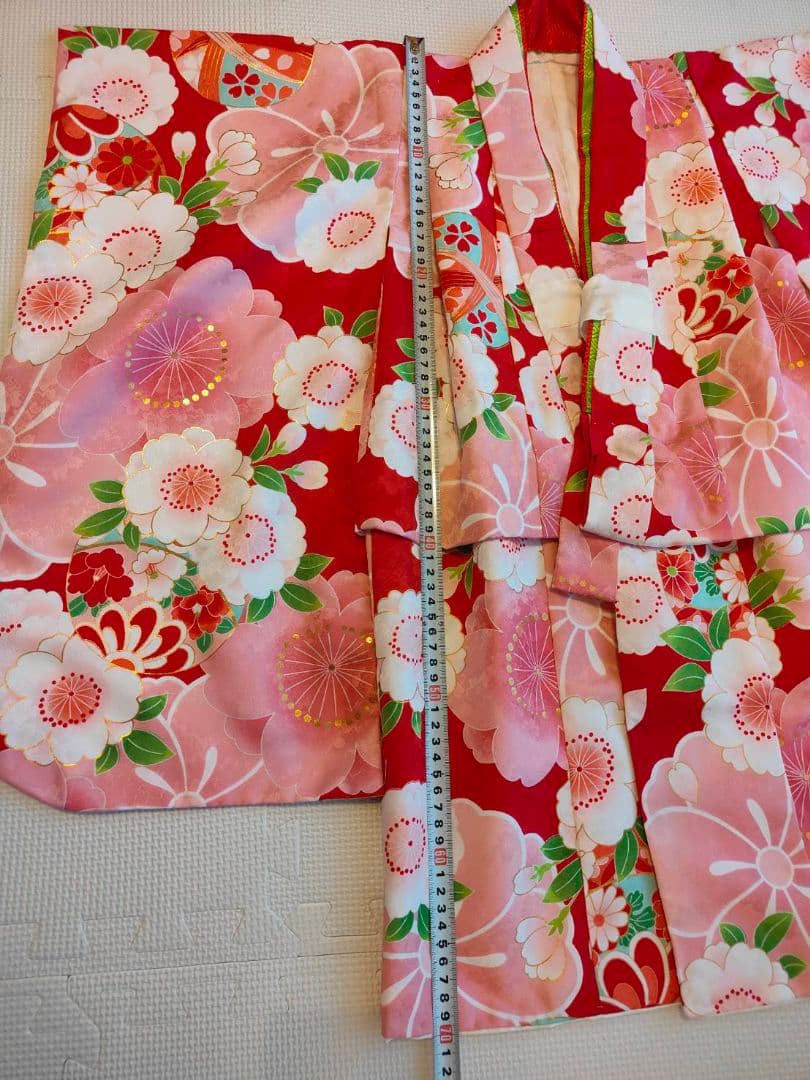 ☆お値下中☆七五三 着物 3歳 女の子 被布セット ピンク赤 桜柄