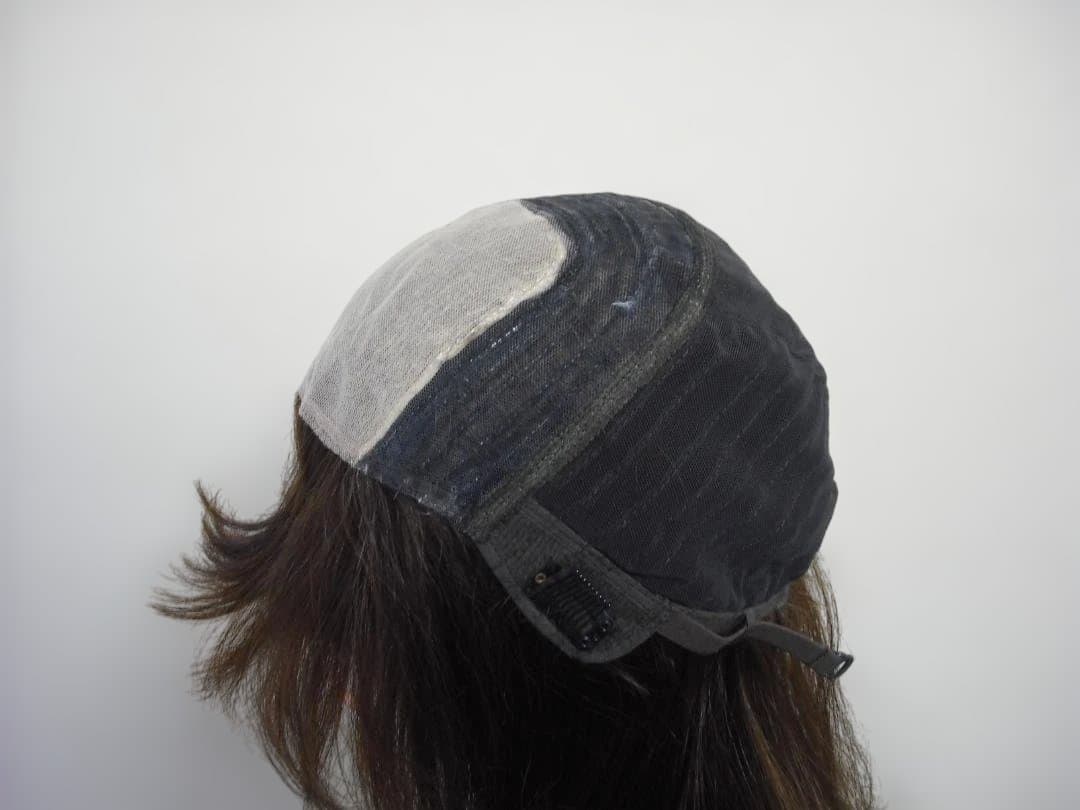 新品　人毛　ウィッグ　人工皮膚付きロング　３０cm　明るめブラウン　Ｍサイズ