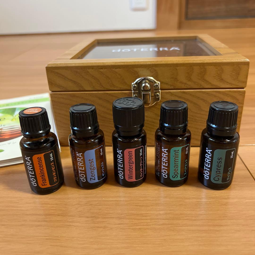 ドテラ 5本 木箱 Dr.me エッセンシャルオイル家庭医学事典 小瓶 セット