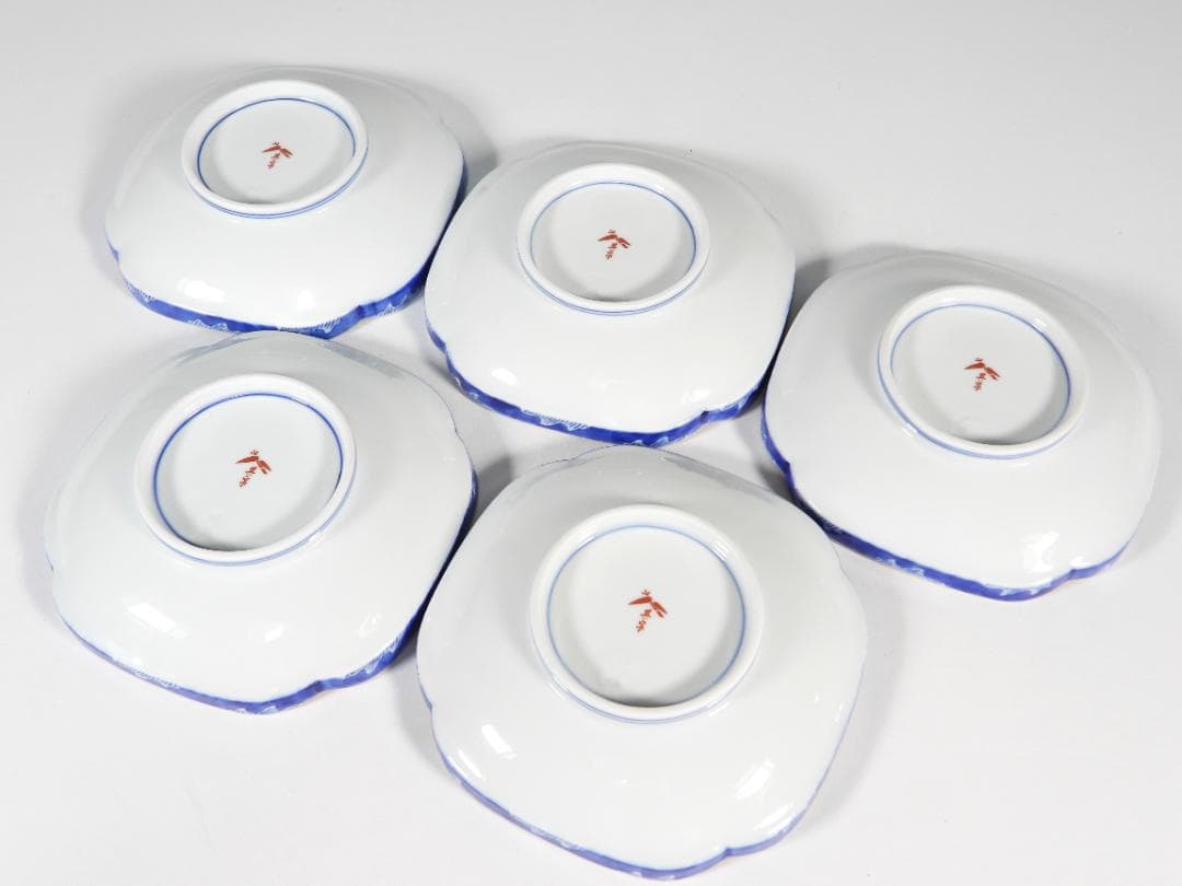 有田焼　其泉窯　四方木甲桜花文 大皿　１枚　銘々皿　5枚　金彩　盛皿