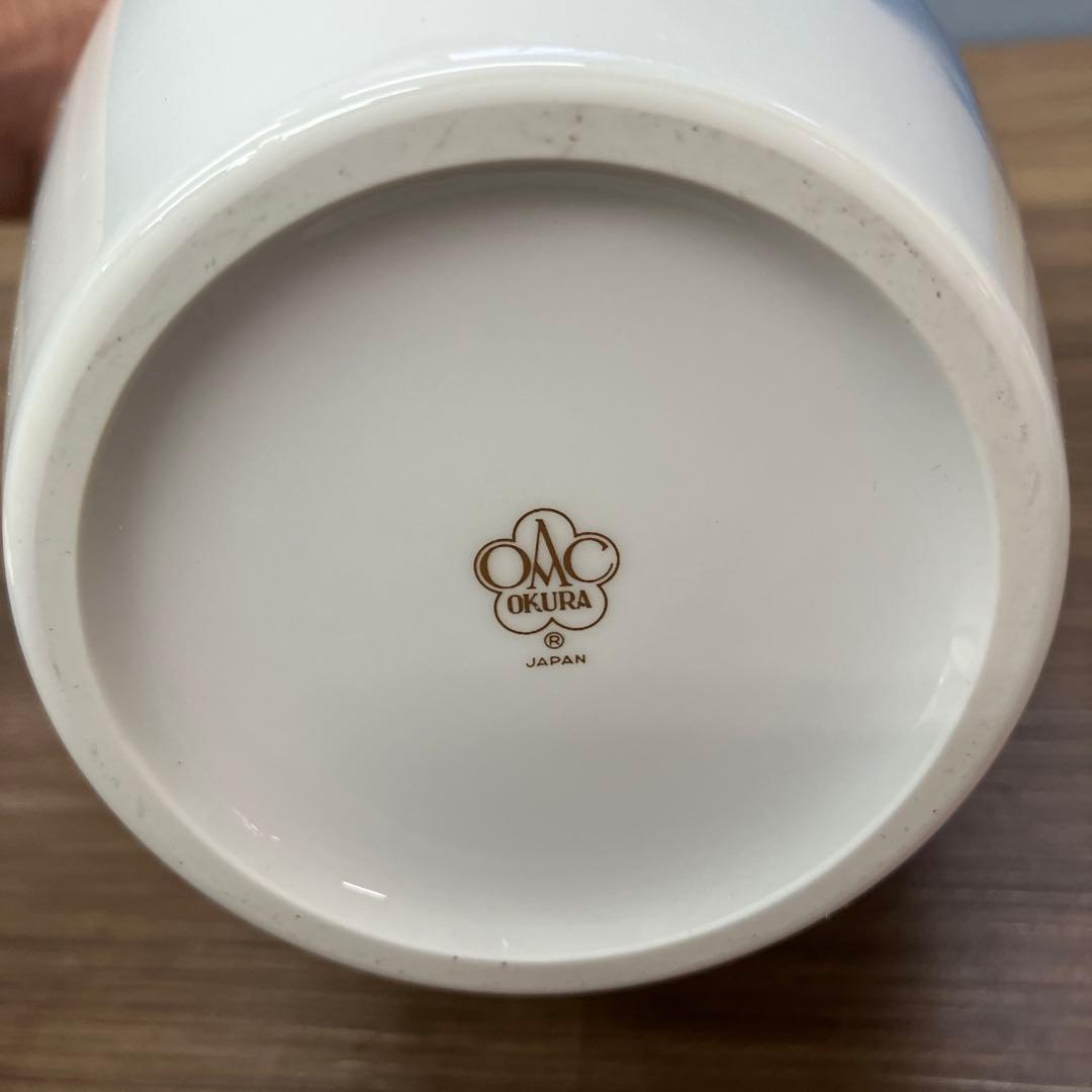 D-壁 大倉陶園 ブルーローズ 花瓶 金縁 オークラ花入れ 花立て 花生け