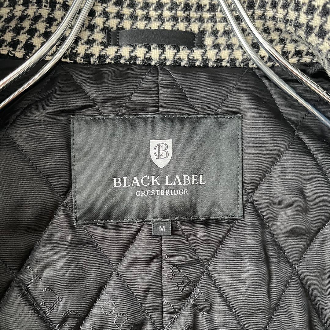 美品✨ブラックレーベル クレストブリッジ 千鳥柄 ウール ステンカラーコート M