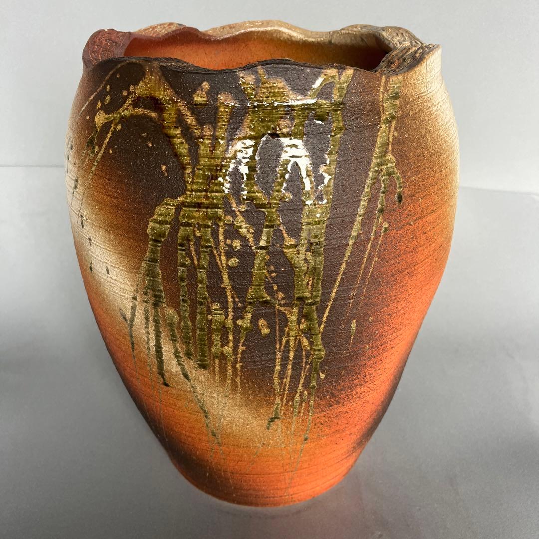 信楽焼傘立て  灰釉掛け流し 高さ42cm