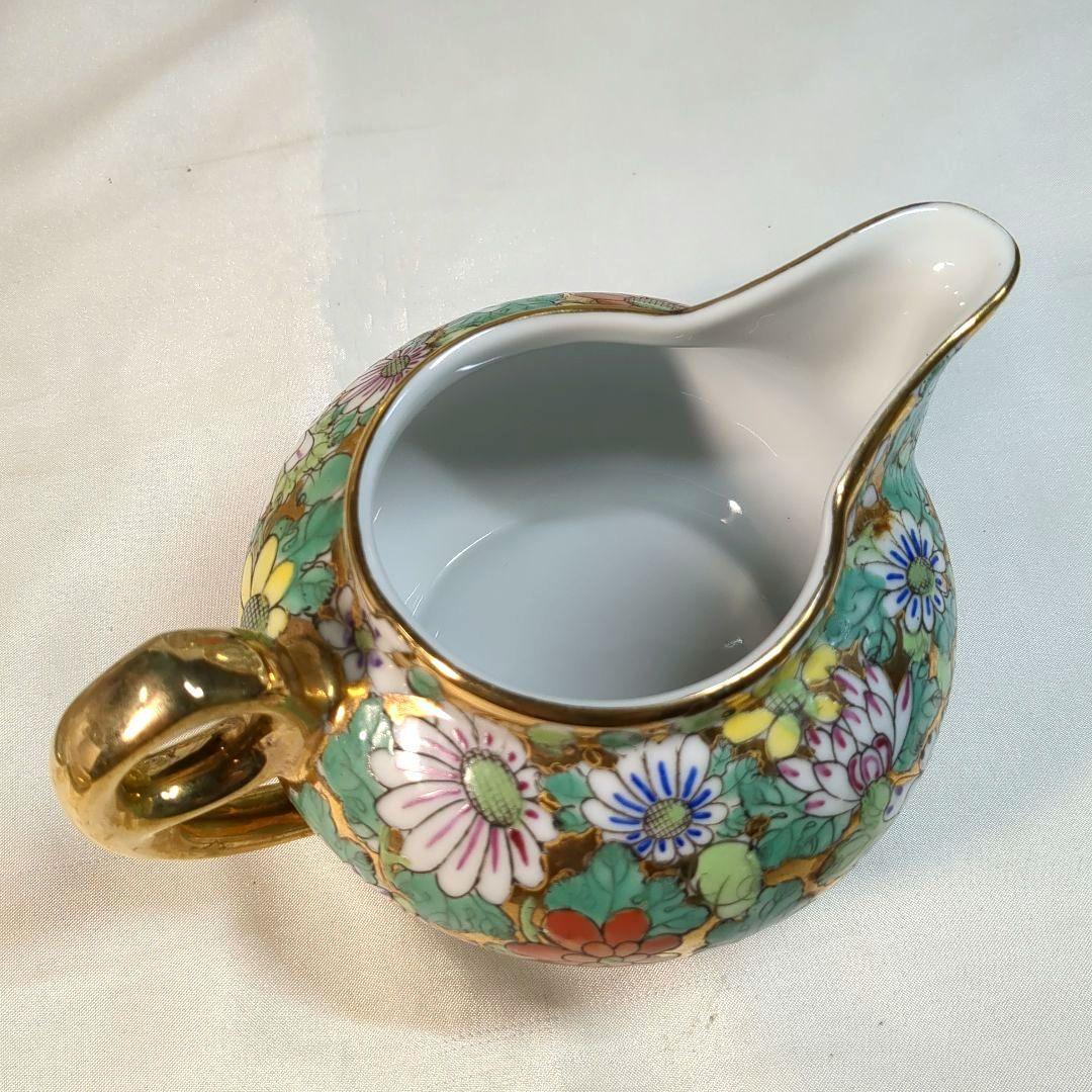 中国　大清乾隆年製　金彩花詰　大皿１枚　中皿６枚　ポット１個　骨董　アンティーク