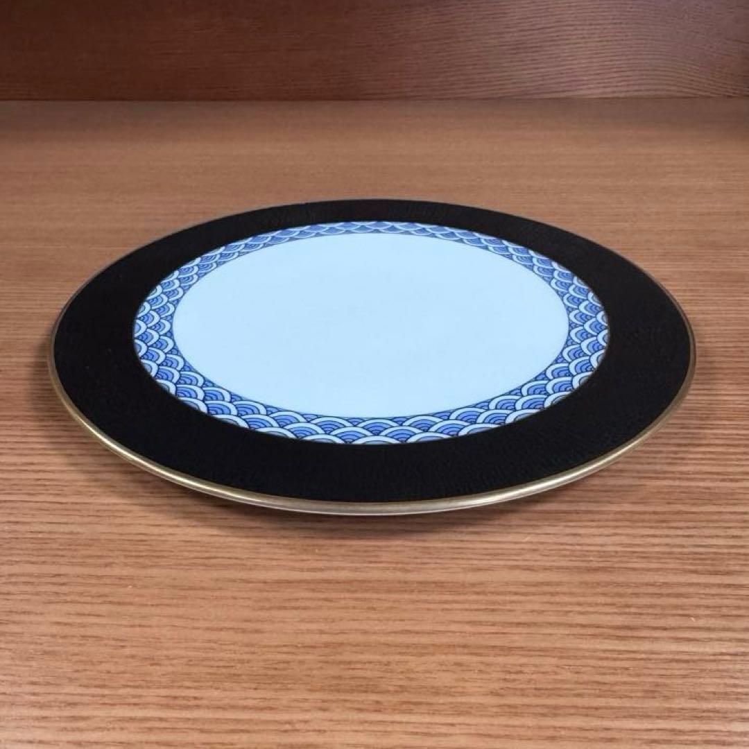伊万里焼 畑萬陶苑 キュイール金彩青海波文 フラットプレート☆