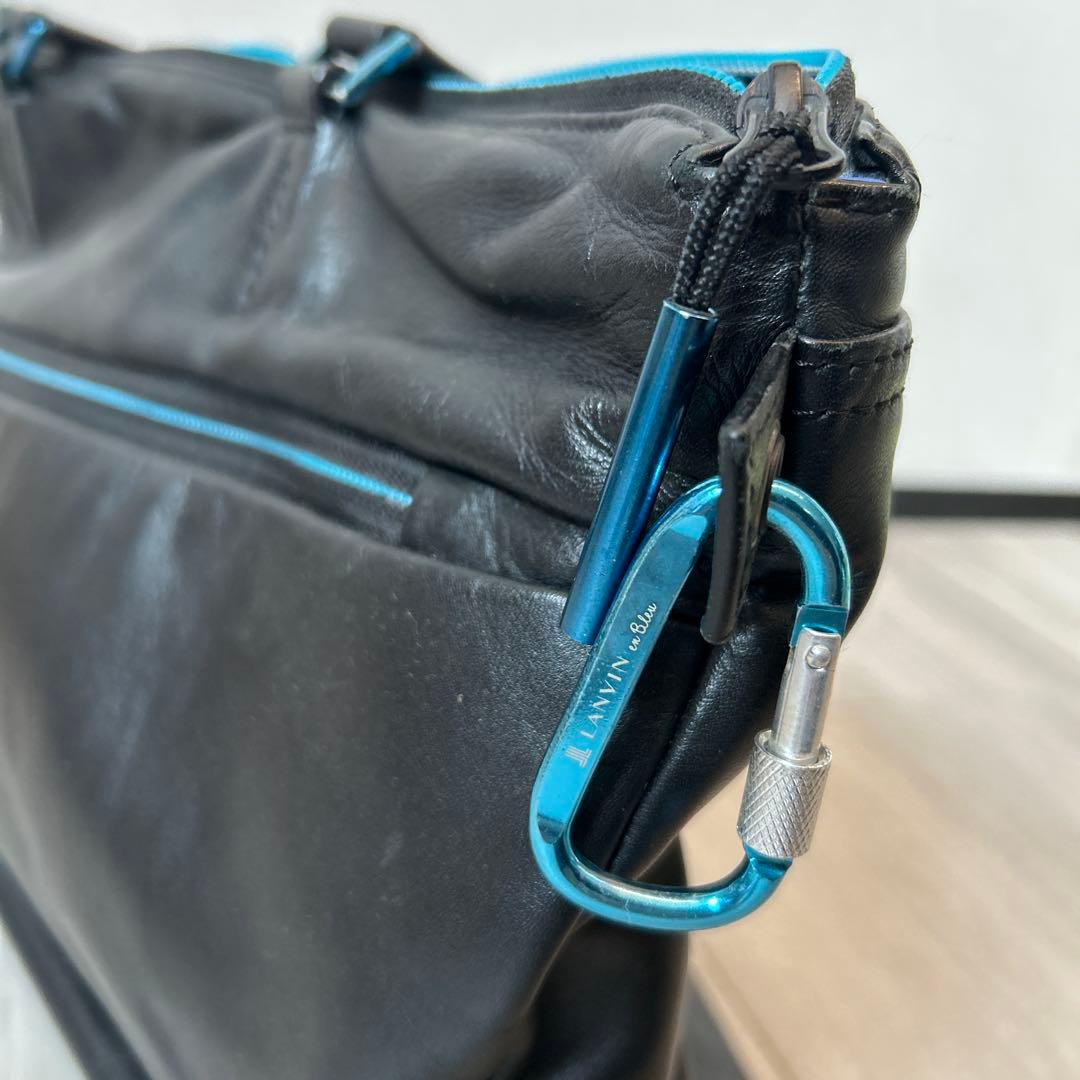 ［美品］LANVIN en Blueブラックトートバッグ カラビナ付き値段相談可