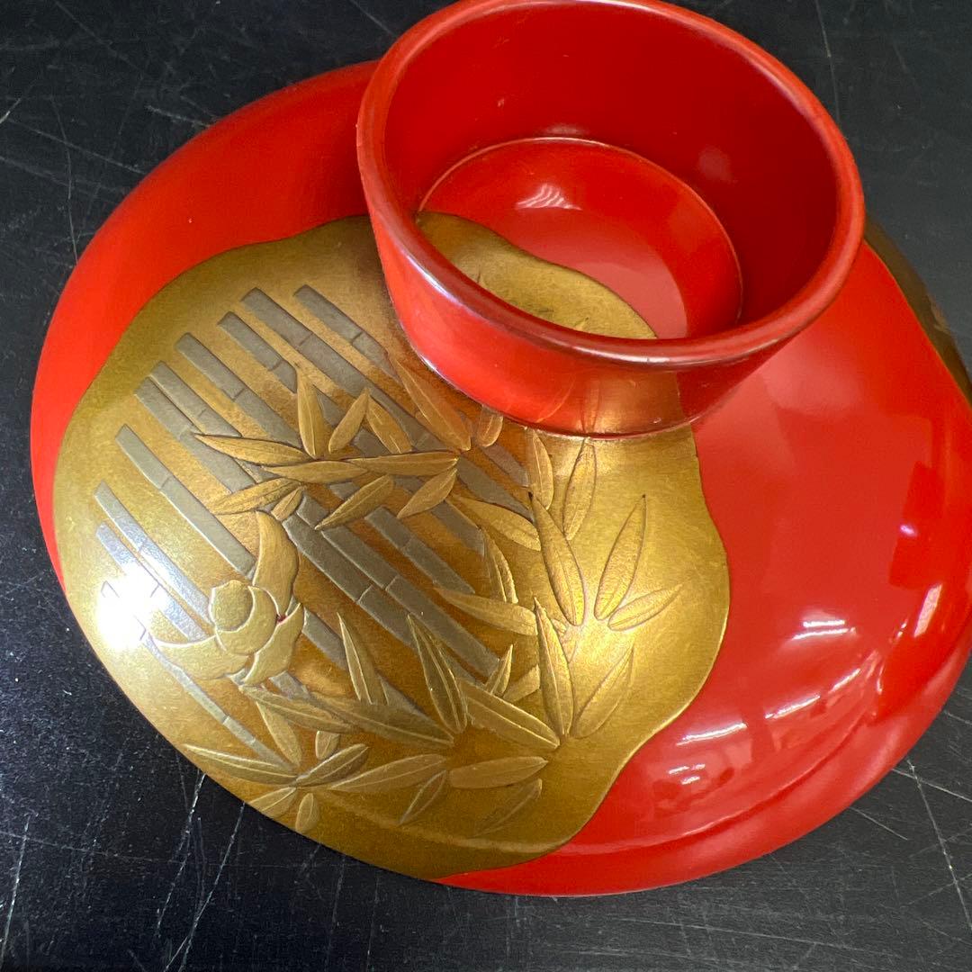 上手　盛蒔絵盃一対　木箱付　直径9.8㎝　東Y7-1125☆2F