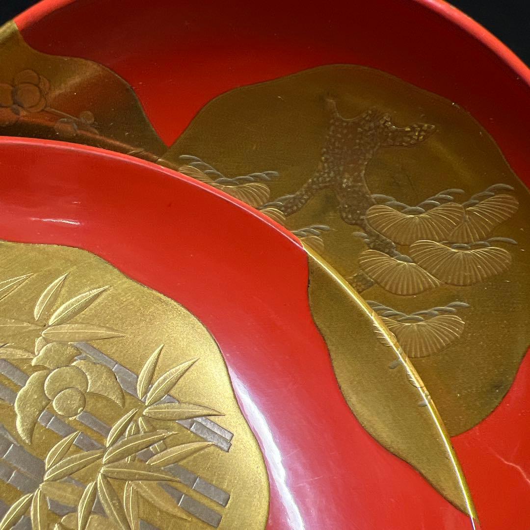 上手　盛蒔絵盃一対　木箱付　直径9.8㎝　東Y7-1125☆2F