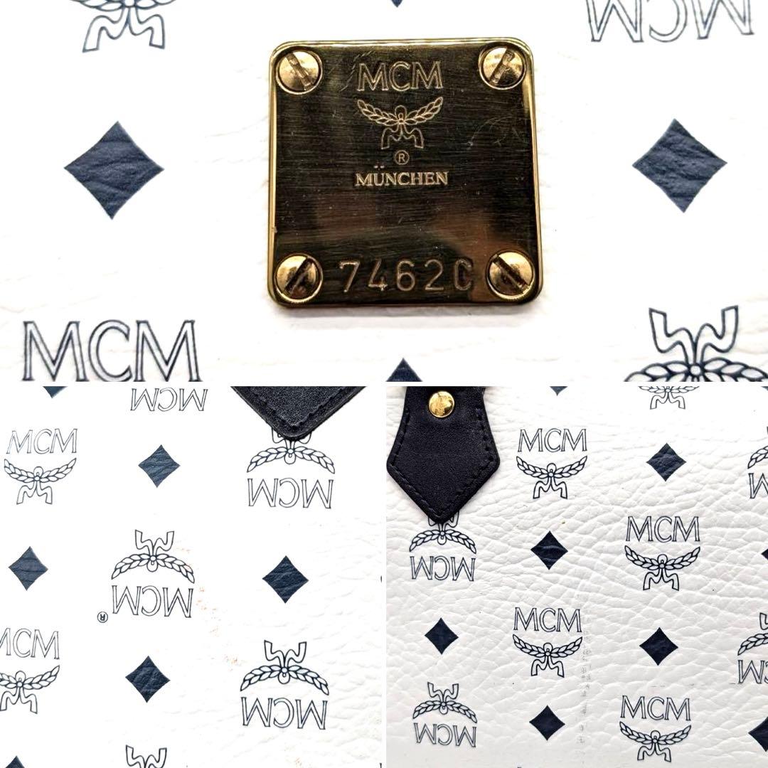 美品✨MCM エムシーエム ボストンバッグ ヴィセトス ホワイト ブラック 総柄