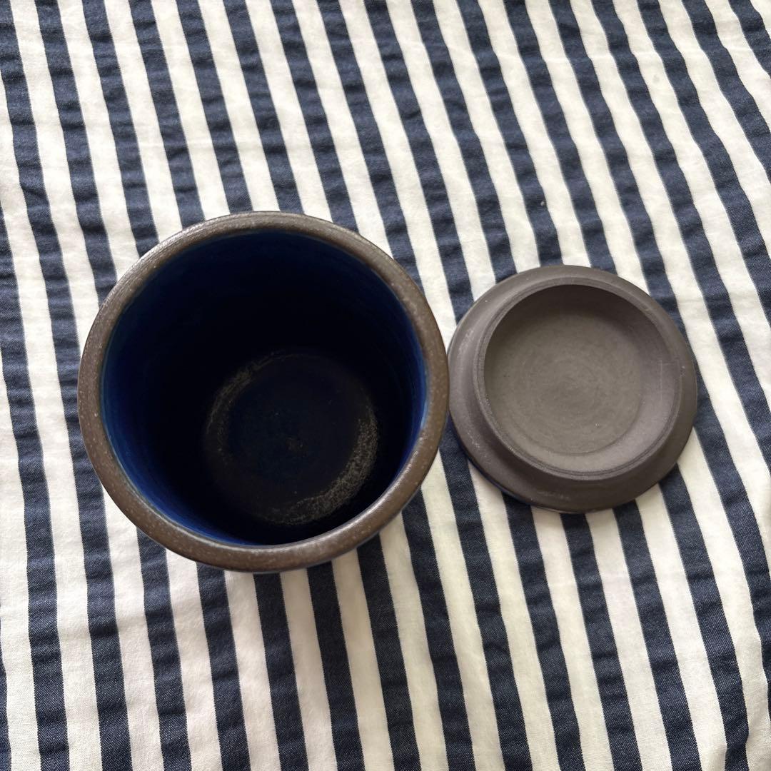 nakamurakenoshigoto やちむん　青い円形キャニスター