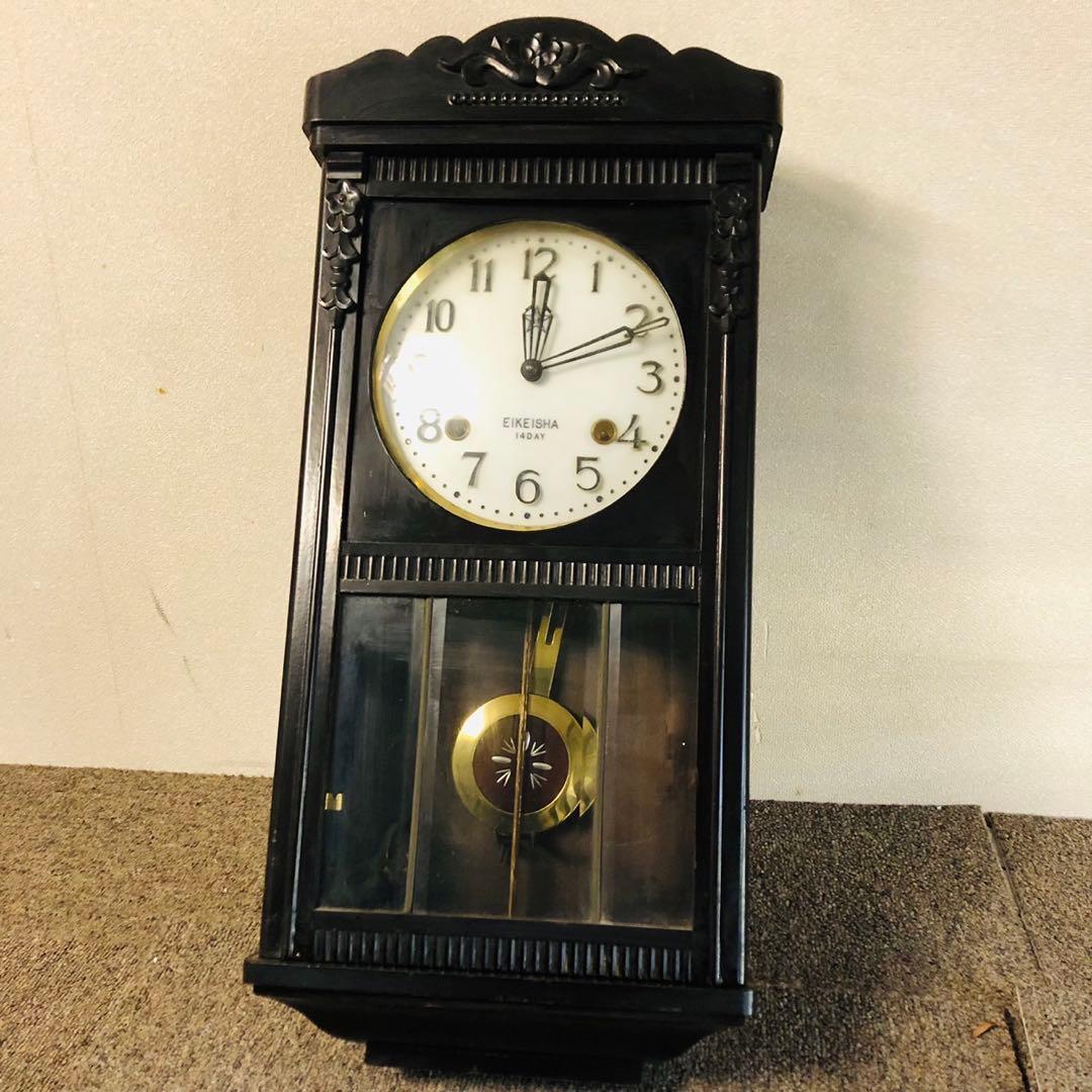 E87希少✨EIKEISHA 栄計舎 ゼンマイ式振り子時計 柱時計 アンティーク