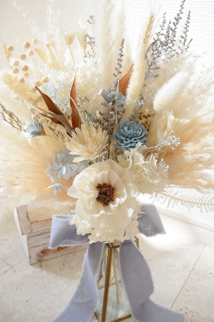 ドライフラワー　プリザーブどフラワーブーケ　スワッグ　前撮り　ウェディング