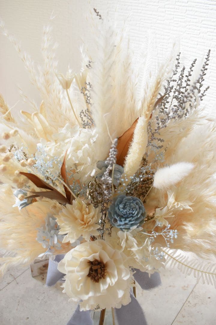 ドライフラワー　プリザーブどフラワーブーケ　スワッグ　前撮り　ウェディング