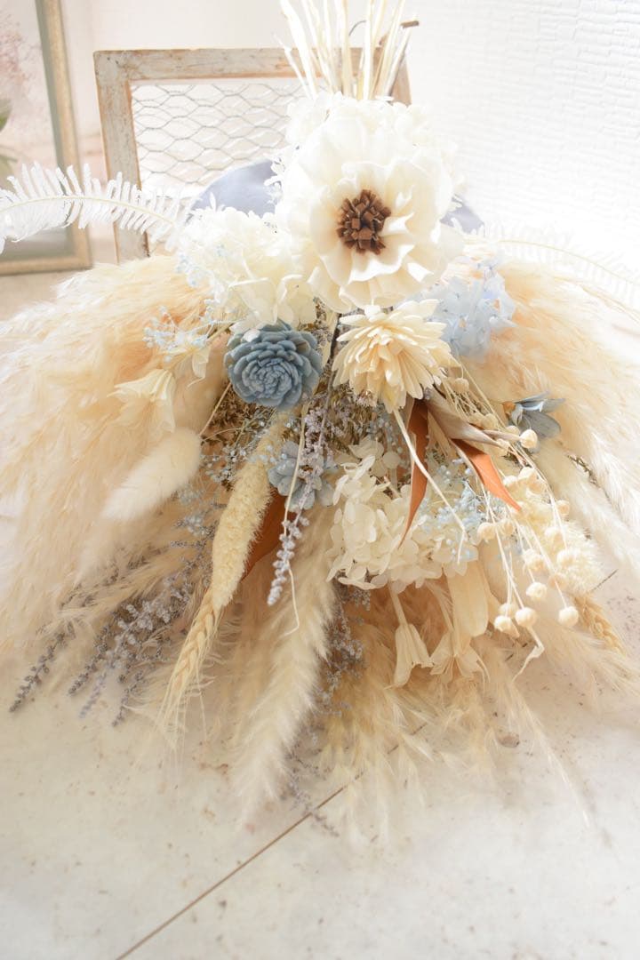 ドライフラワー　プリザーブどフラワーブーケ　スワッグ　前撮り　ウェディング