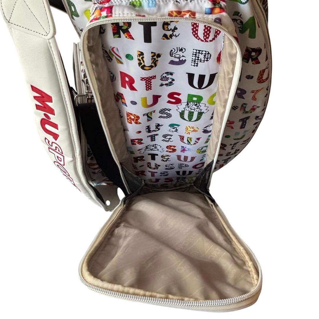 極美品✨M・U SPORTS キャディバッグ レディース ロゴ柄 ホワイト系