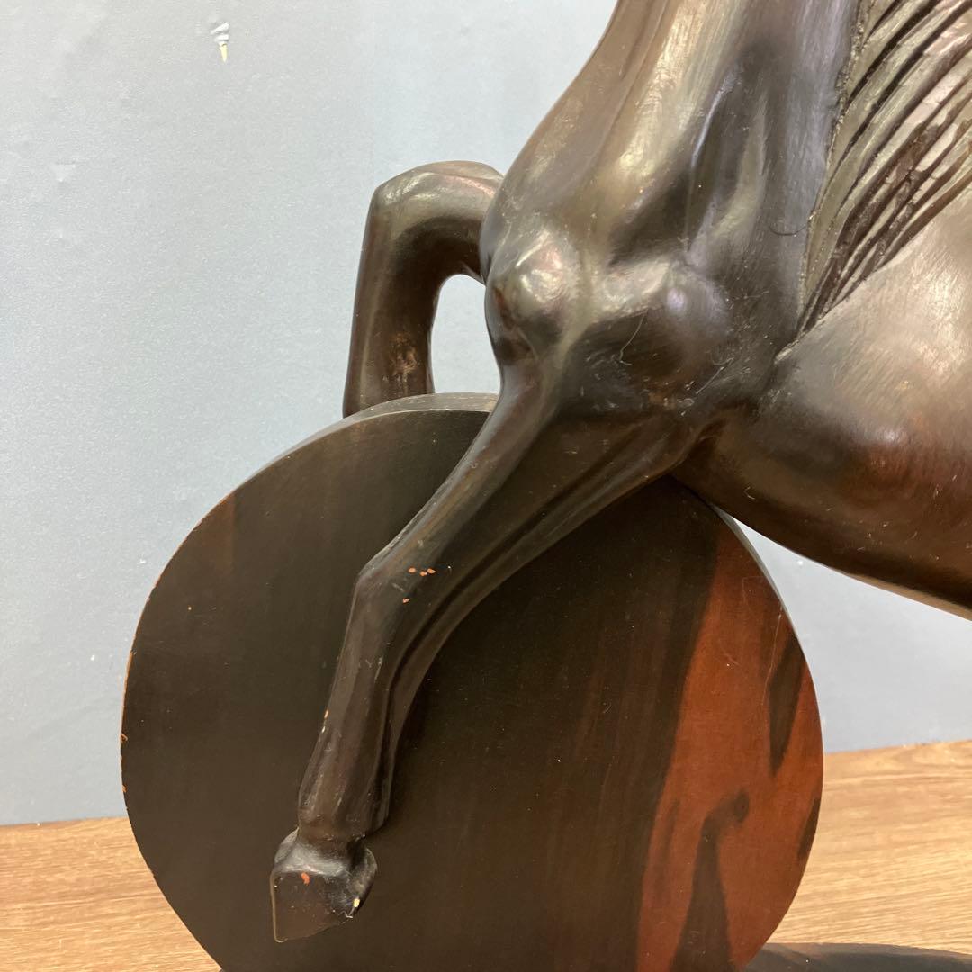 4F 希少 彫刻 木彫り 馬 オブジェ 置物 彫刻 一刀彫 縁起物 インテリア