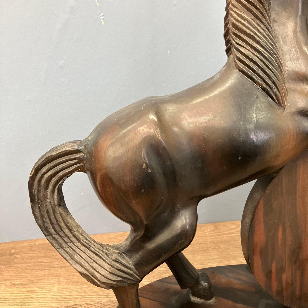 4F 希少 彫刻 木彫り 馬 オブジェ 置物 彫刻 一刀彫 縁起物 インテリア