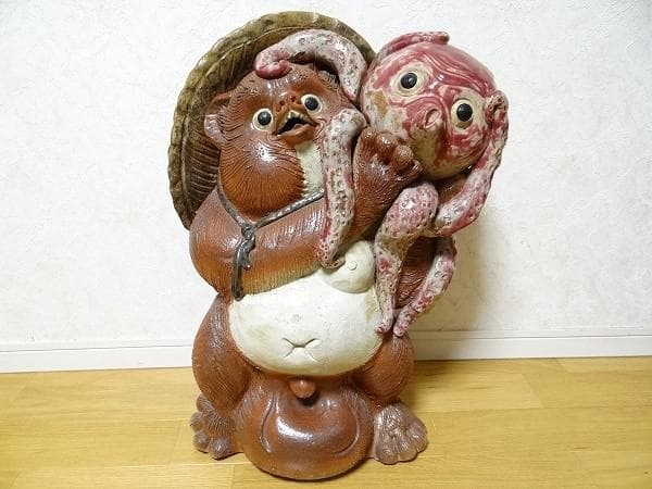 アンティーク 信楽焼 狸 蛸 タコ 置物 高さ62cm 縁起物 商売繁盛 年代物