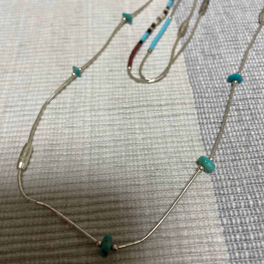 Zuni ズニ族　ロングネックレス　リキッドシルバー　ブレスレット