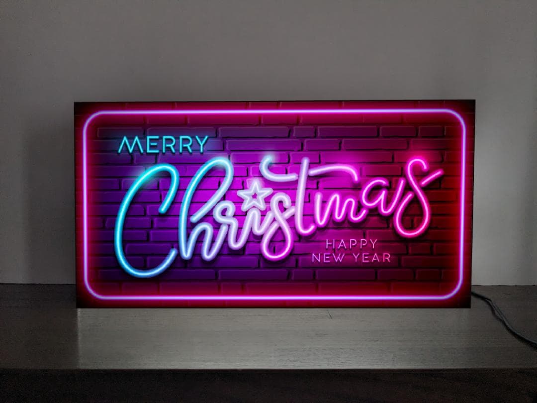 【Lサイズ】メリー クリスマス ネオン系 照明 看板 置物 雑貨 ライトBOX