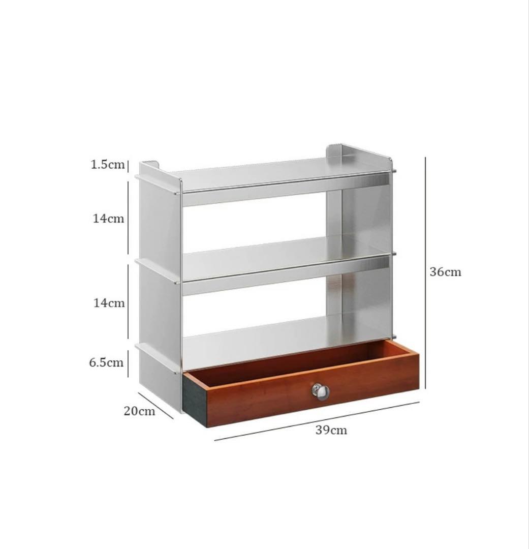 ART OF BLACK 木製引き出し付き ステンレス製 ラック