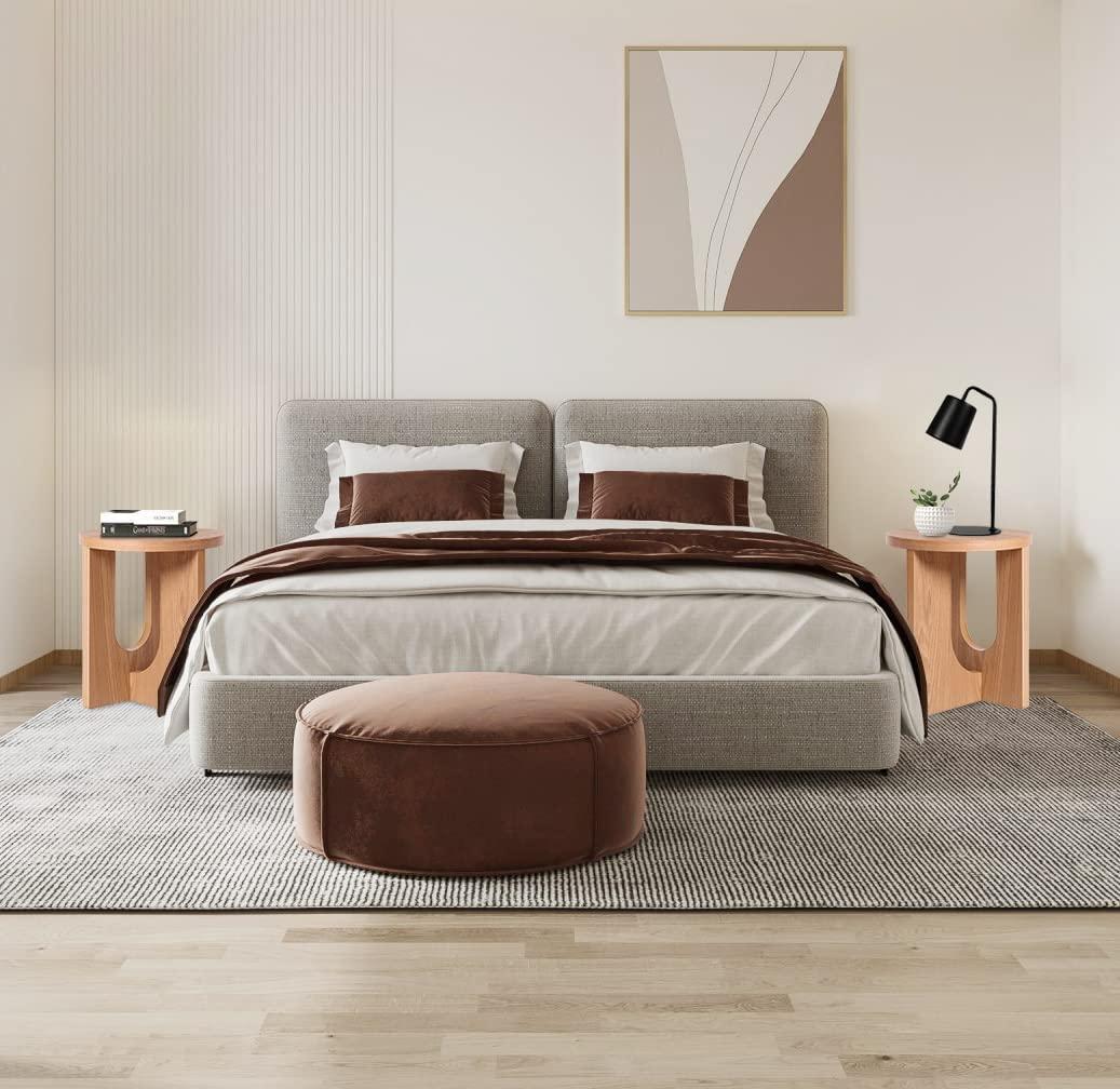 木製 洗練された天然木製サイドテーブル ナチュラル