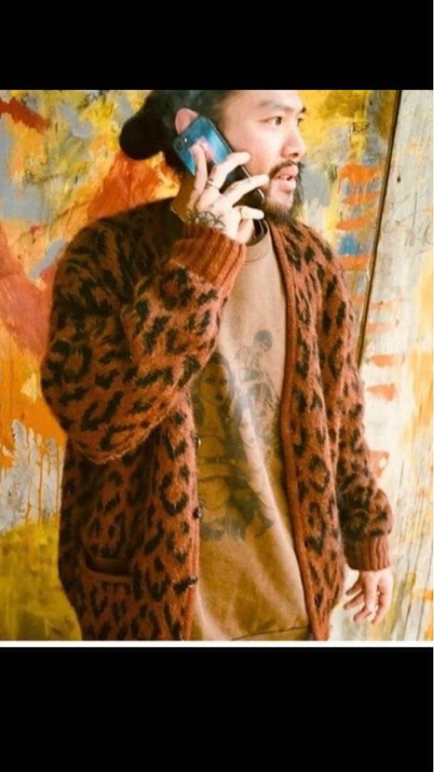 WACKOMARIA ワコマリア ヘビーモヘア　カーディガン　レオパード