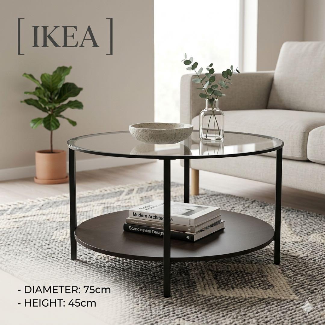 美品　IKEA ガラスローテーブル ブラック