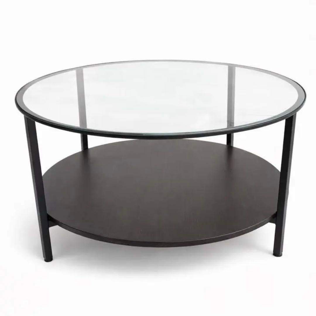 美品　IKEA ガラスローテーブル ブラック