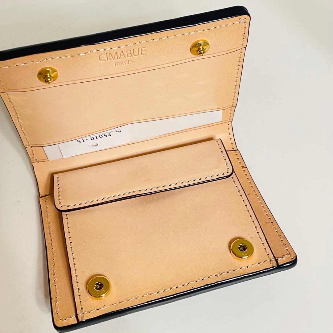 CIMABUE スティングレイ 折財布 二つ折り ガルーシャ エイ革 ネイビー