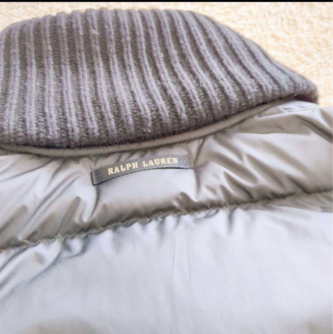 ラルフローレン　ダウンベスト　S　黒　ニットショールカラー　ダウン　カシミヤ