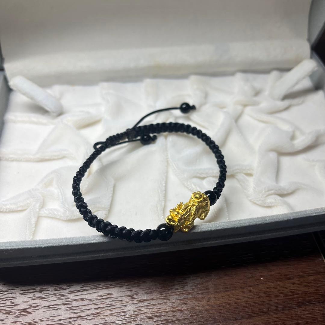 24K ミャンマーゴールド　龍＆ピチュー　お守りブレスレット
