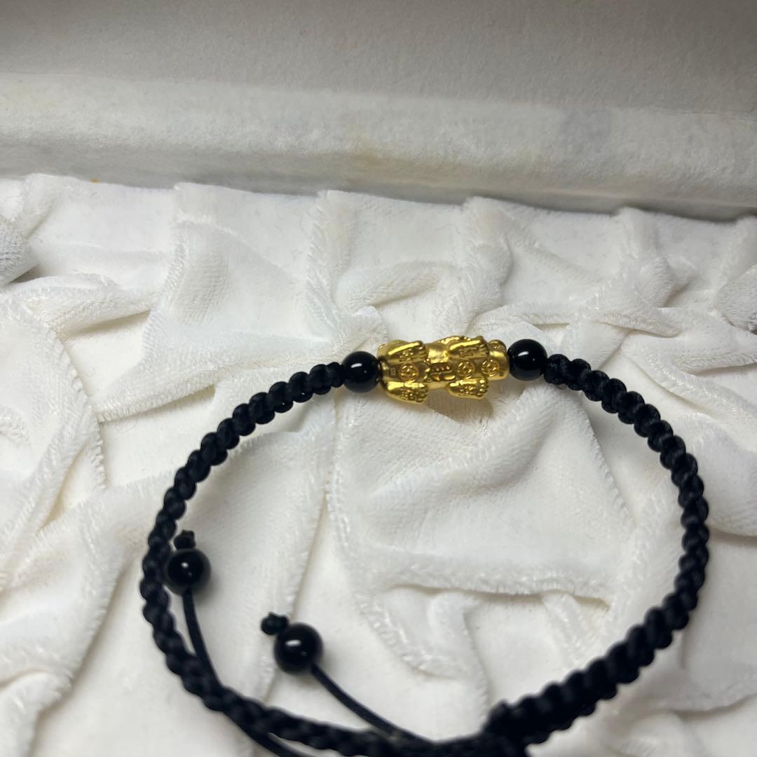 24K ミャンマーゴールド　龍＆ピチュー　お守りブレスレット