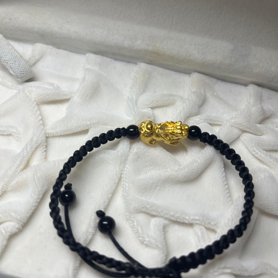 24K ミャンマーゴールド　龍＆ピチュー　お守りブレスレット
