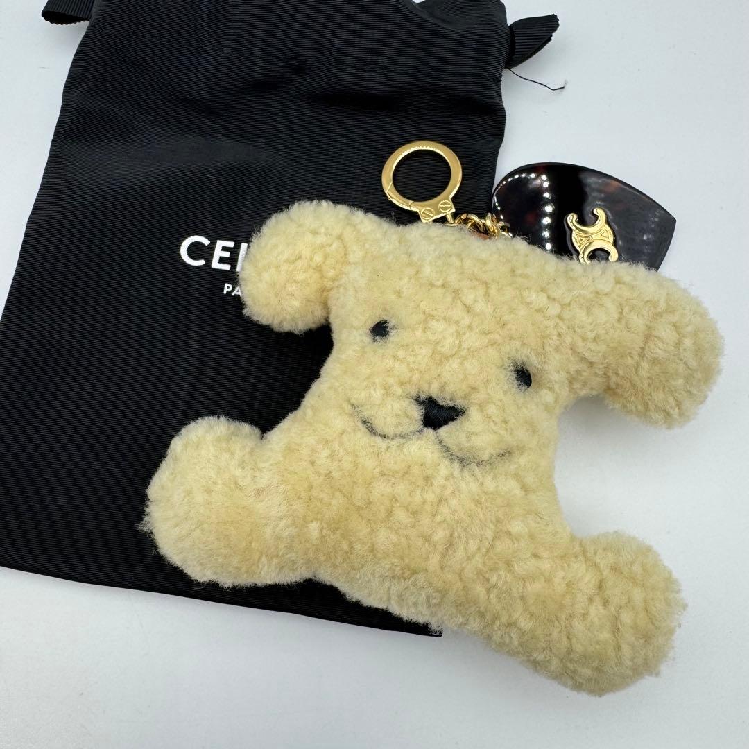 【保管袋付き】CELINE トリオンフ　ポンポンチャーム　ハート　ブラウン